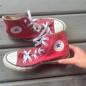 Women’s Size 6 - Converse Red Chuck Taylor’s All Star High-Top Sneakers